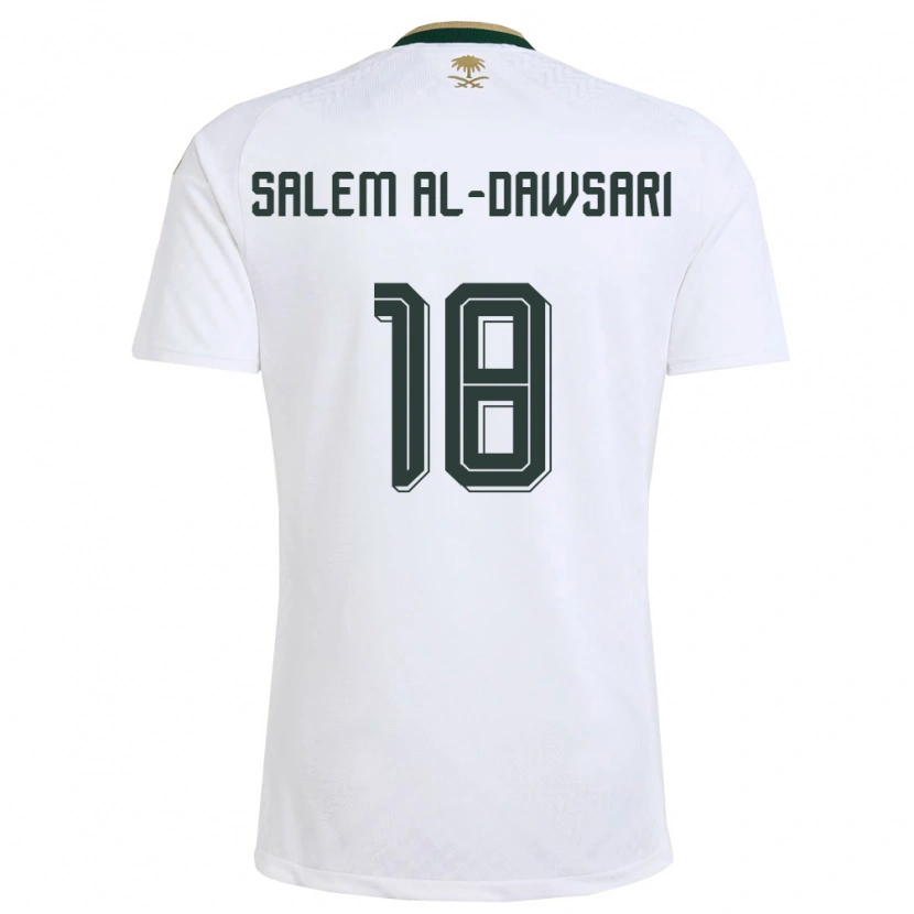 Danxen Mujer Camiseta Arabia Saudita Nawaf Salem Al-Dawsari #18 Blanco Verde Oro 2ª Equipación 26-28 La Camisa