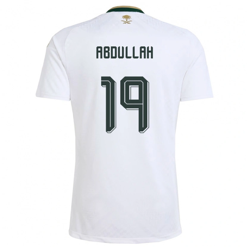 Danxen Mujer Camiseta Arabia Saudita Majed Abdullah #19 Blanco Verde Oro 2ª Equipación 26-28 La Camisa