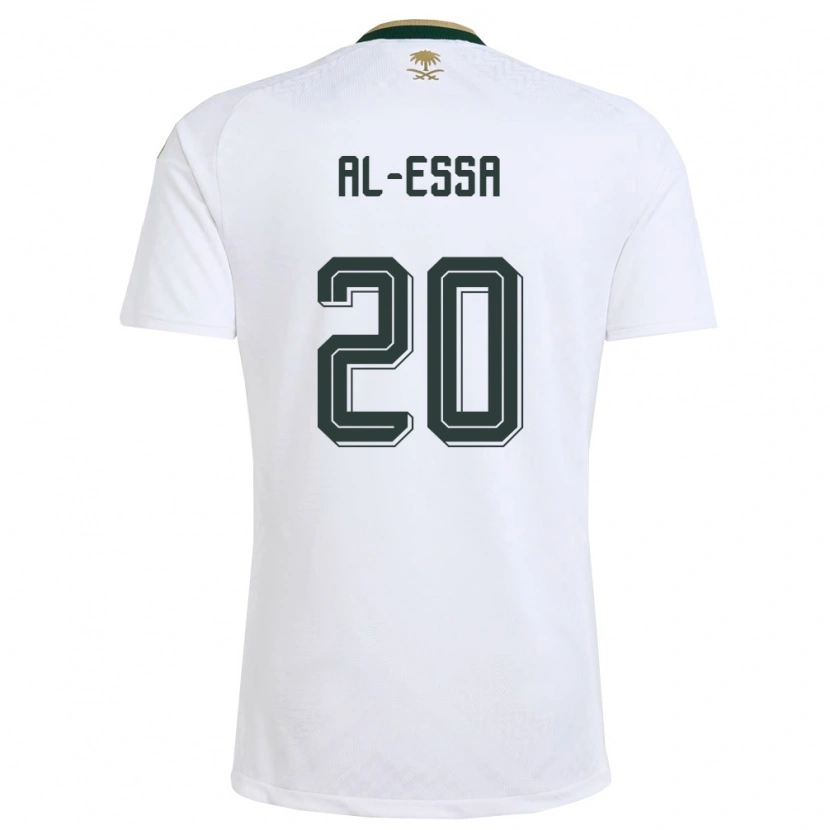 Danxen Mujer Camiseta Arabia Saudita Karam Al-Essa #20 Blanco Verde Oro 2ª Equipación 26-28 La Camisa