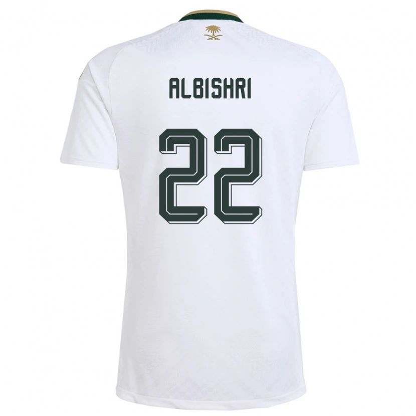 Danxen Mujer Camiseta Arabia Saudita Nawaf Albishri #22 Blanco Verde Oro 2ª Equipación 26-28 La Camisa