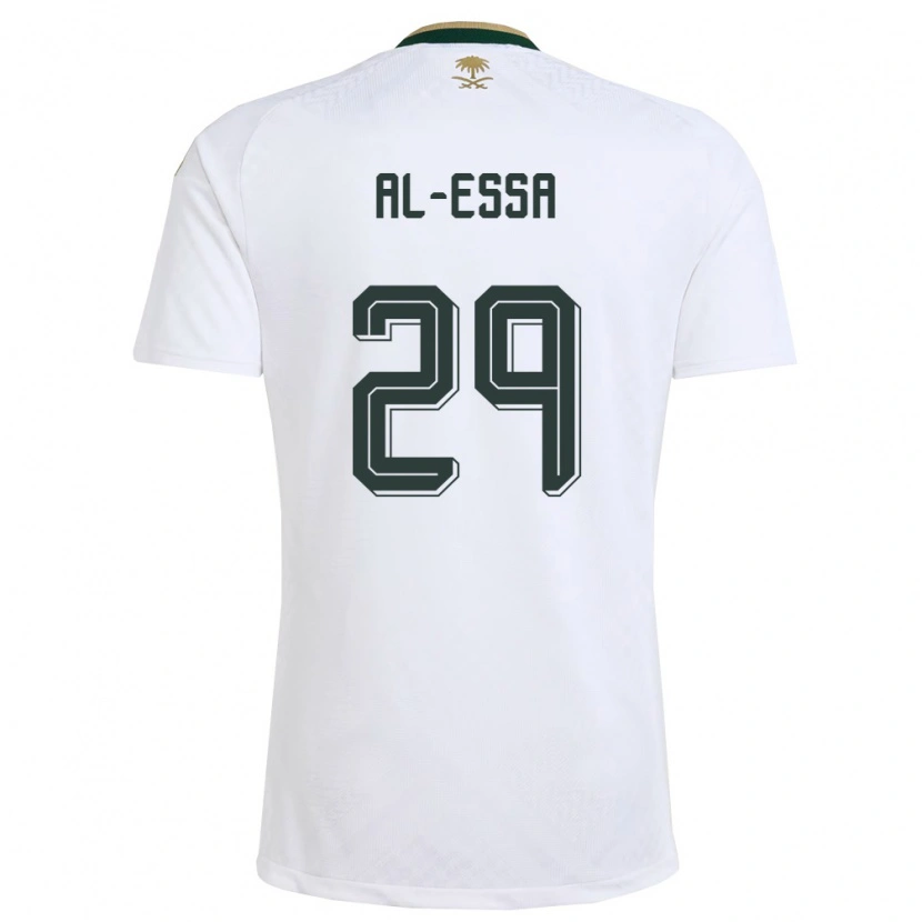 Danxen Mujer Camiseta Arabia Saudita Ali Al-Essa #29 Blanco Verde Oro 2ª Equipación 26-28 La Camisa