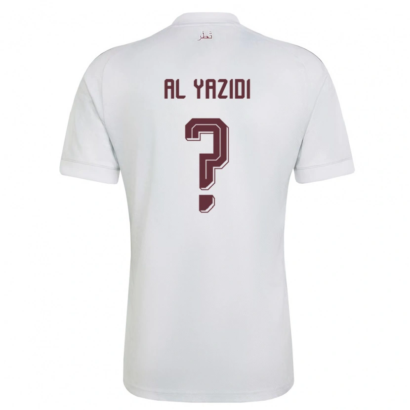 Danxen Mujer Camiseta Catar Nasser Al Yazidi #0 Blanco Borgoña 2ª Equipación 26-28 La Camisa