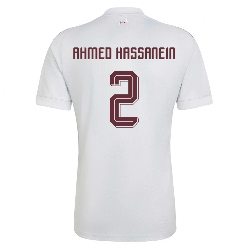 Danxen Mujer Camiseta Catar Seif Hassanein #2 Blanco Borgoña 2ª Equipación 26-28 La Camisa