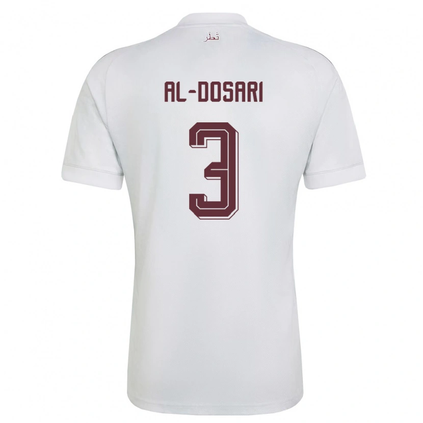 Danxen Mujer Camiseta Catar Dana Al Dosari #3 Blanco Borgoña 2ª Equipación 26-28 La Camisa