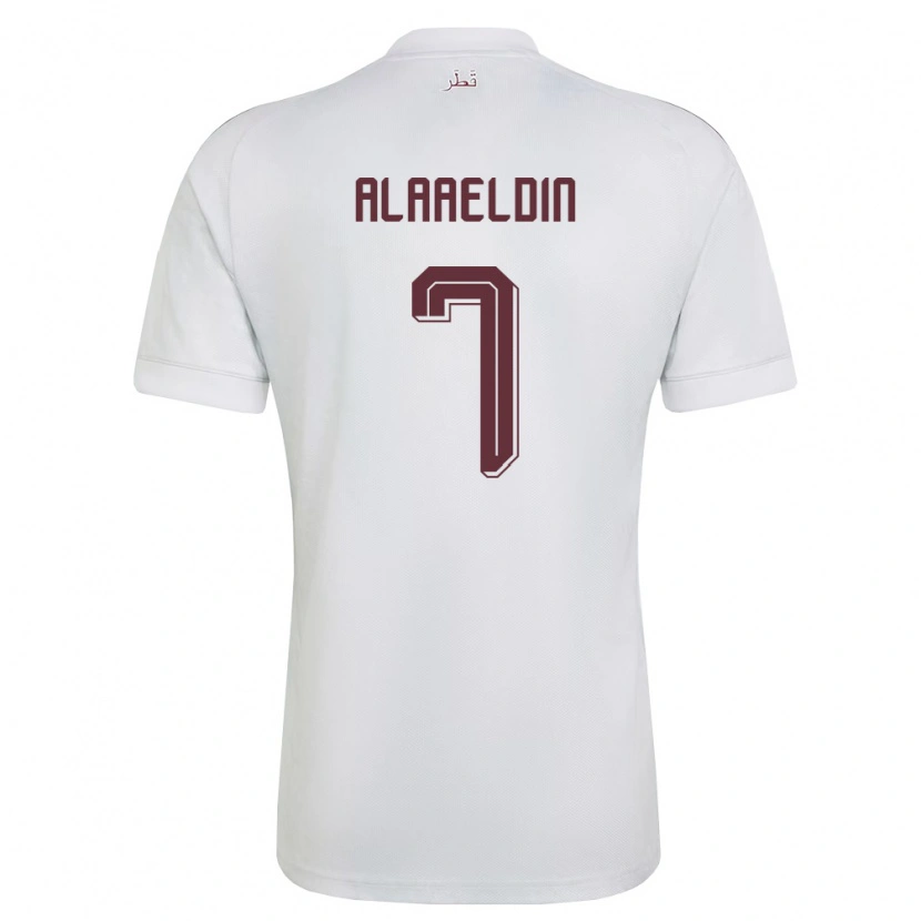 Danxen Mujer Camiseta Catar Ahmed Alaaeldin #7 Blanco Borgoña 2ª Equipación 26-28 La Camisa