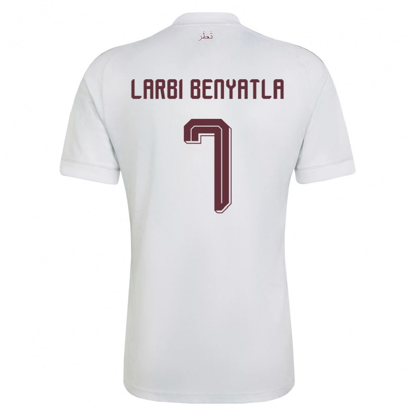 Danxen Mujer Camiseta Catar Dhiaeddine Larbi Benyatla #7 Blanco Borgoña 2ª Equipación 26-28 La Camisa
