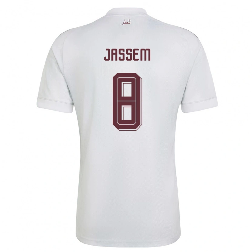 Danxen Mujer Camiseta Catar Jassem Gaber #8 Blanco Borgoña 2ª Equipación 26-28 La Camisa