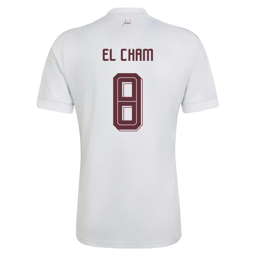 Danxen Mujer Camiseta Catar Richard El Cham #8 Blanco Borgoña 2ª Equipación 26-28 La Camisa