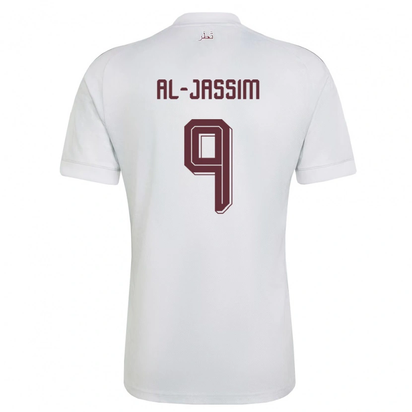 Danxen Mujer Camiseta Catar Kholoud Al Jassim #9 Blanco Borgoña 2ª Equipación 26-28 La Camisa