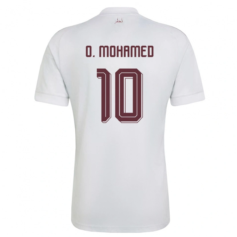 Danxen Mujer Camiseta Catar Osama Ibrahim O. Mohamed #10 Blanco Borgoña 2ª Equipación 26-28 La Camisa