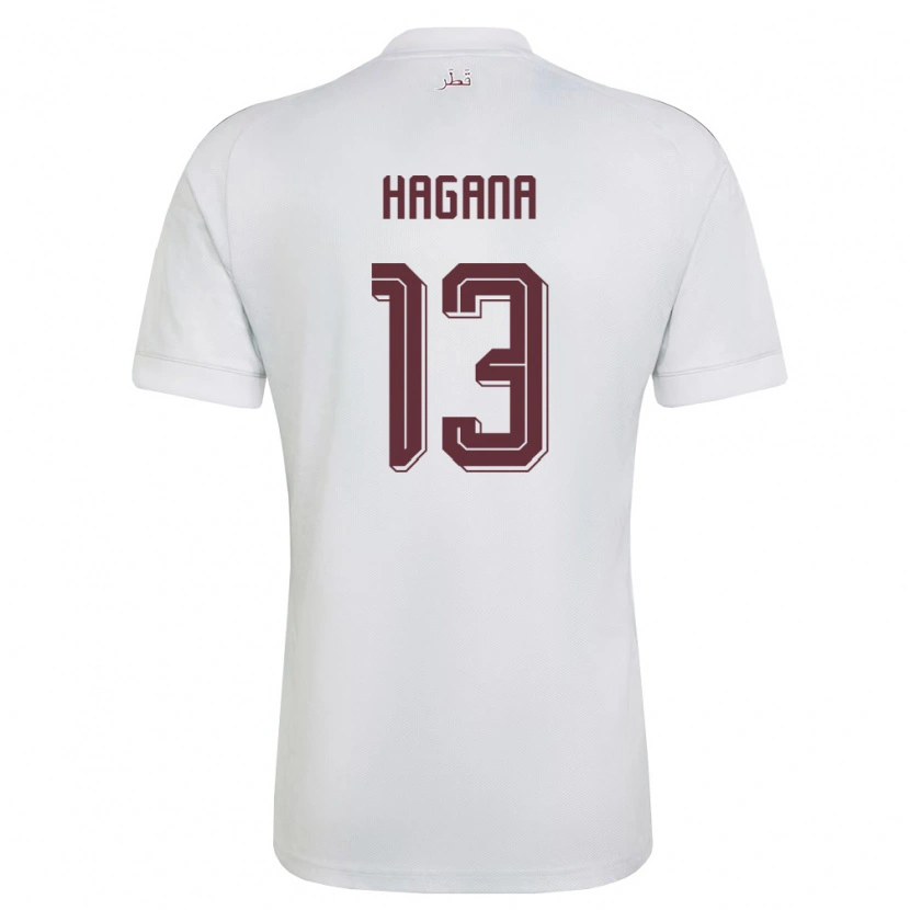Danxen Mujer Camiseta Catar Ahmed Hagana #13 Blanco Borgoña 2ª Equipación 26-28 La Camisa