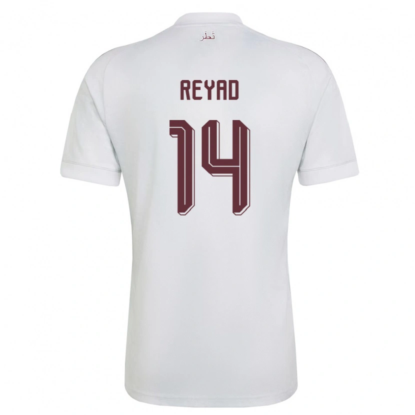 Danxen Mujer Camiseta Catar Ahmed Reyad #14 Blanco Borgoña 2ª Equipación 26-28 La Camisa