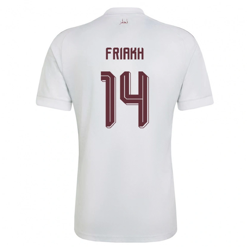 Danxen Mujer Camiseta Catar Jamil Friakh #14 Blanco Borgoña 2ª Equipación 26-28 La Camisa