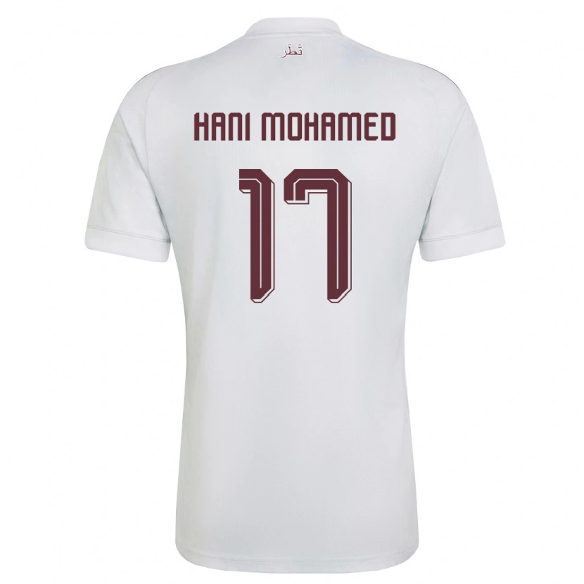 Danxen Mujer Camiseta Catar Yazan Mohamed #17 Blanco Borgoña 2ª Equipación 26-28 La Camisa