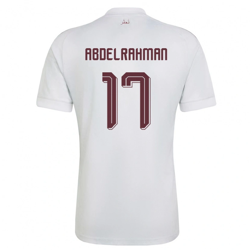 Danxen Mujer Camiseta Catar Abdelrahman Fahmi Moustafa #17 Blanco Borgoña 2ª Equipación 26-28 La Camisa