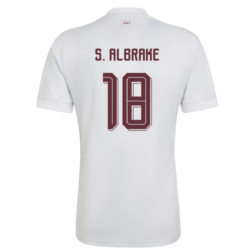 Danxen Mujer Camiseta Catar Sultan Al-Brake #18 Blanco Borgoña 2ª Equipación 26-28 La Camisa