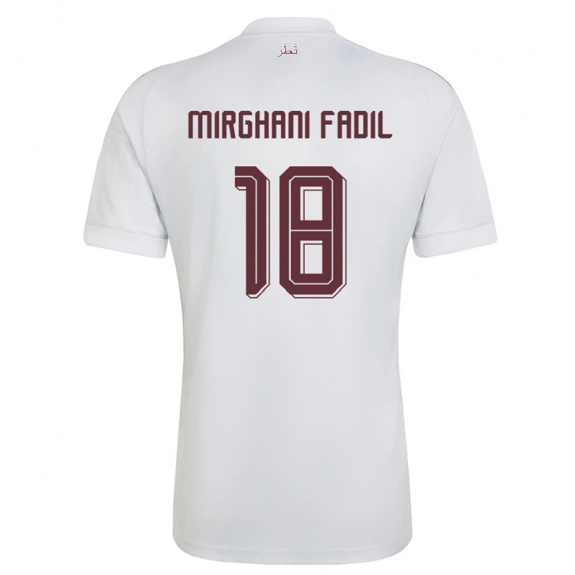 Danxen Mujer Camiseta Catar Awab Mirghani Fadil #18 Blanco Borgoña 2ª Equipación 26-28 La Camisa