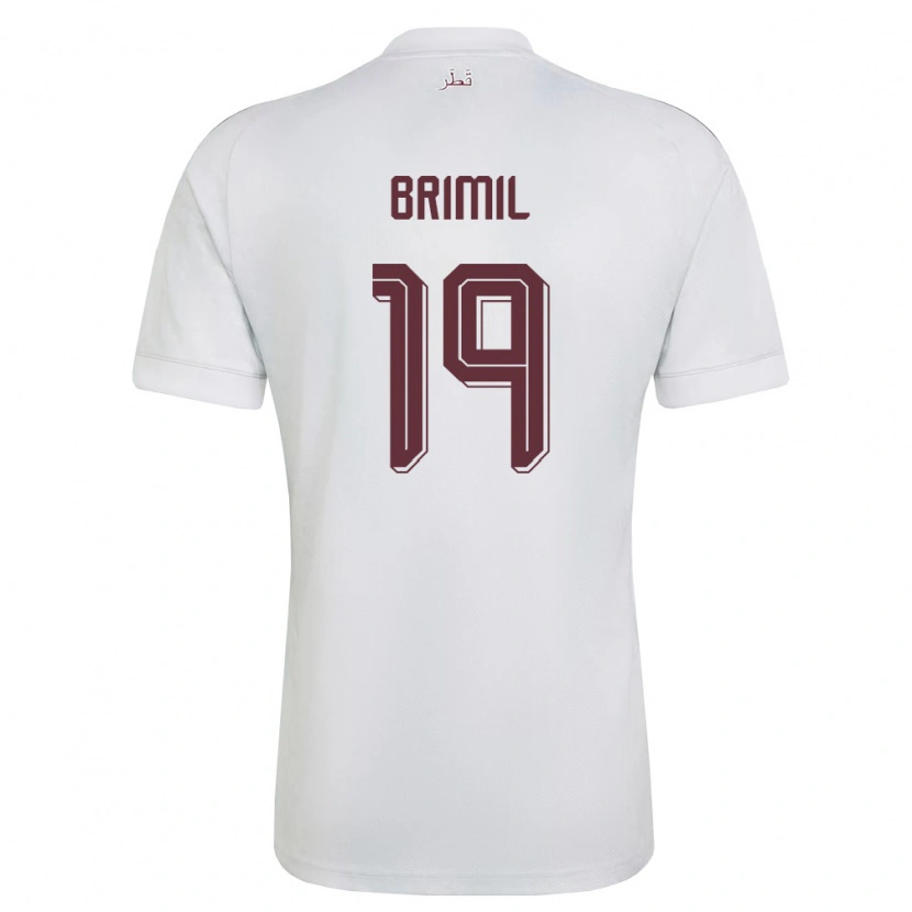 Danxen Mujer Camiseta Catar Marwan Brimil #19 Blanco Borgoña 2ª Equipación 26-28 La Camisa