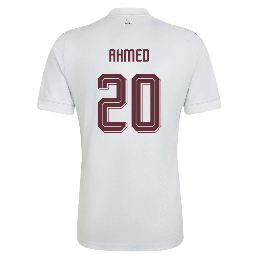 Danxen Mujer Camiseta Catar Ahmed Fadel Hasaba #20 Blanco Borgoña 2ª Equipación 26-28 La Camisa