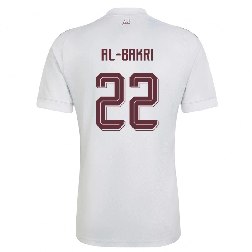Danxen Mujer Camiseta Catar Mohamed Al-Bakri #22 Blanco Borgoña 2ª Equipación 26-28 La Camisa