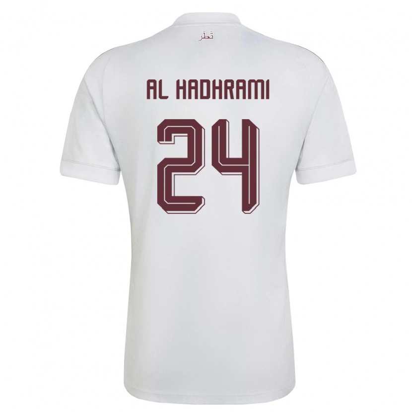 Danxen Mujer Camiseta Catar Naif Abdulraheem Al Hadhrami #24 Blanco Borgoña 2ª Equipación 26-28 La Camisa