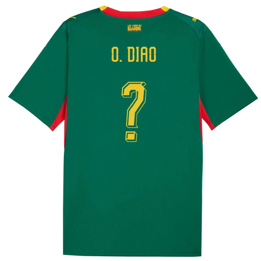 Danxen Mujer Camiseta Senegal Ousmane Diao #0 Verde Amarillo Rojo 2ª Equipación 26-28 La Camisa