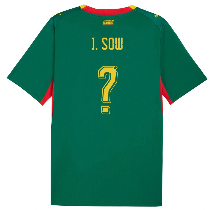 Danxen Mujer Camiseta Senegal Ibrahima Sow #0 Verde Amarillo Rojo 2ª Equipación 26-28 La Camisa