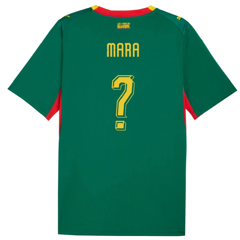 Danxen Mujer Camiseta Senegal Moussa Mara #0 Verde Amarillo Rojo 2ª Equipación 26-28 La Camisa