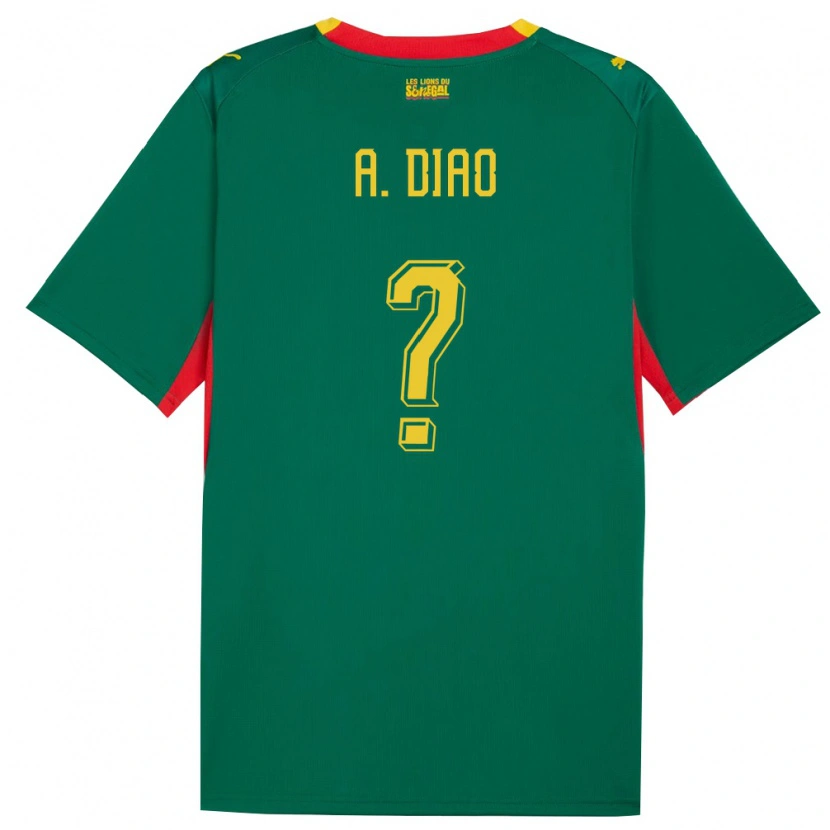 Danxen Mujer Camiseta Senegal Assane Diao #0 Verde Amarillo Rojo 2ª Equipación 26-28 La Camisa