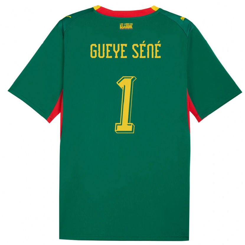Danxen Mujer Camiseta Senegal Thiaba Gueye Sene #1 Verde Amarillo Rojo 2ª Equipación 26-28 La Camisa