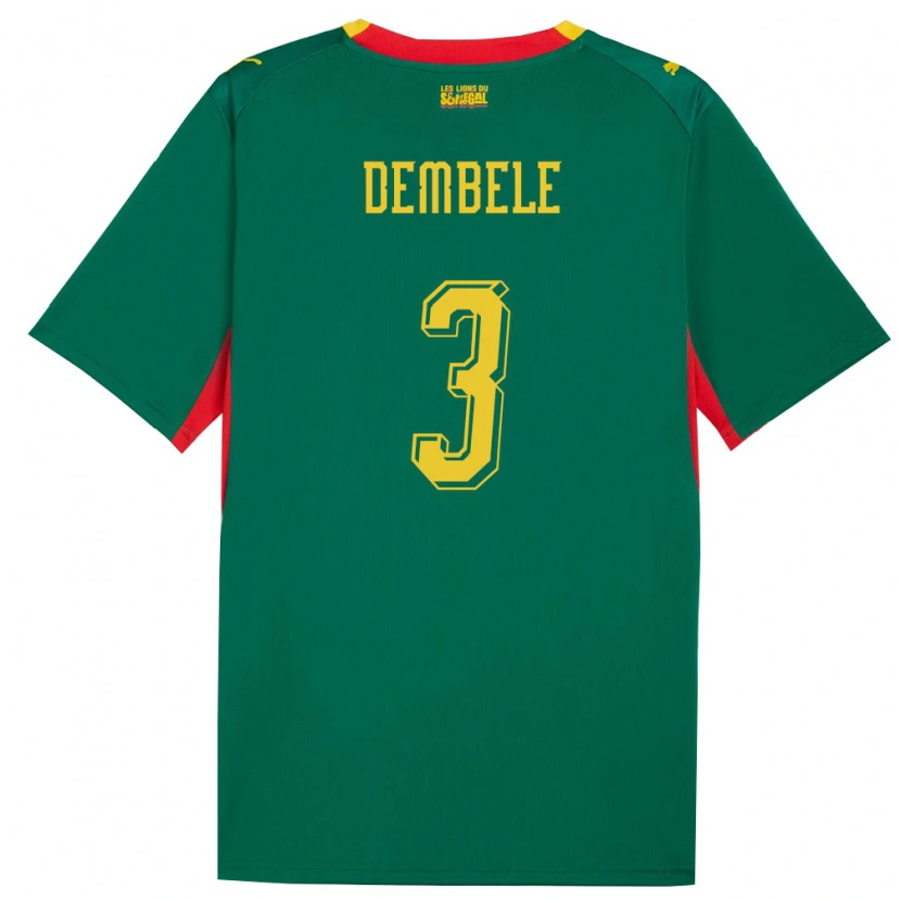 Danxen Mujer Camiseta Senegal Anta Dembele #3 Verde Amarillo Rojo 2ª Equipación 26-28 La Camisa