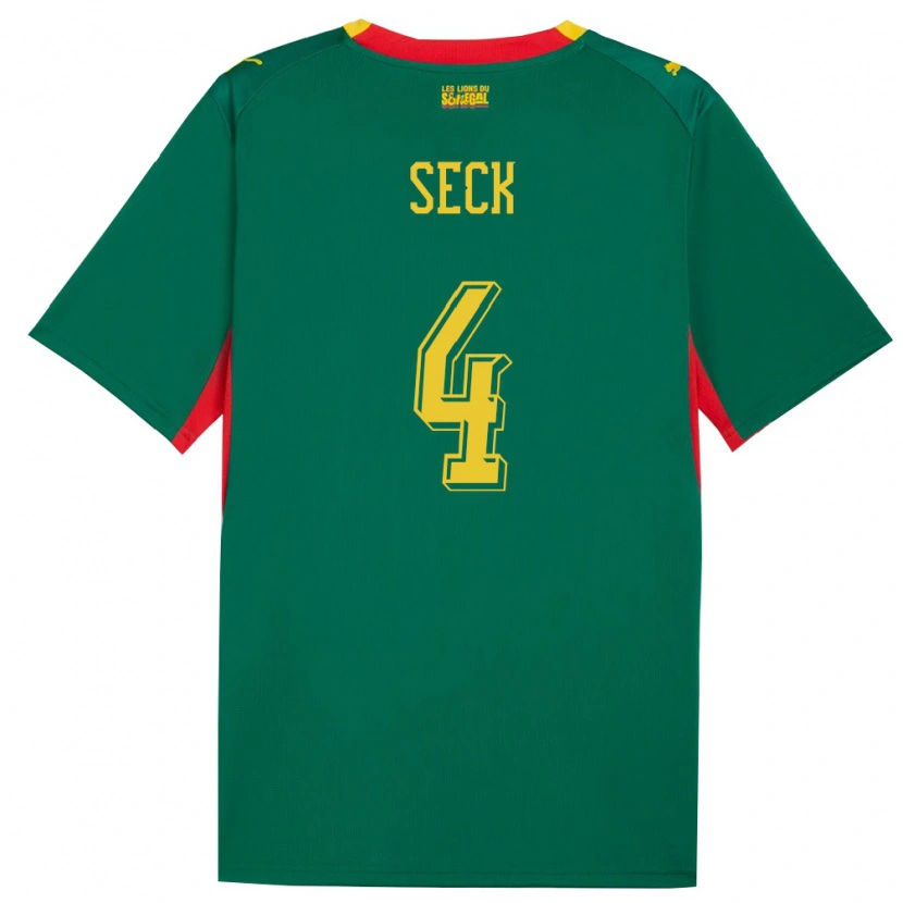 Danxen Mujer Camiseta Senegal Abdoulaye Seck #4 Verde Amarillo Rojo 2ª Equipación 26-28 La Camisa