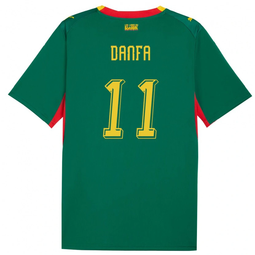 Danxen Mujer Camiseta Senegal Mamadou Danfa #11 Verde Amarillo Rojo 2ª Equipación 26-28 La Camisa