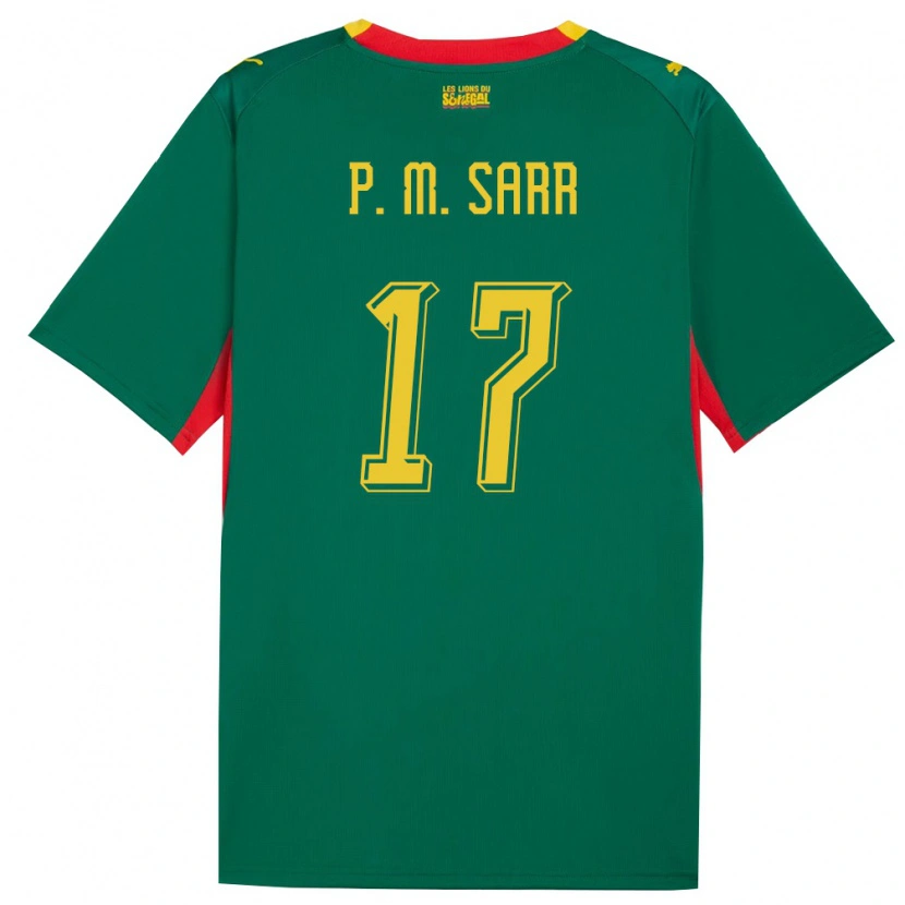 Danxen Mujer Camiseta Senegal Pape Matar Sarr #17 Verde Amarillo Rojo 2ª Equipación 26-28 La Camisa