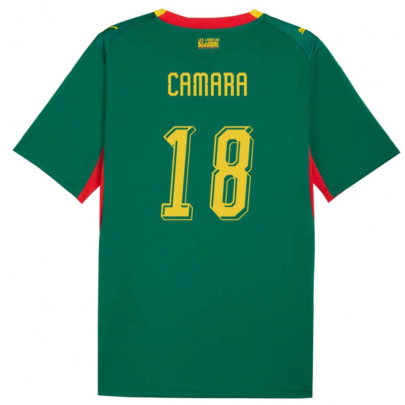 Danxen Mujer Camiseta Senegal Meta Camara #18 Verde Amarillo Rojo 2ª Equipación 26-28 La Camisa