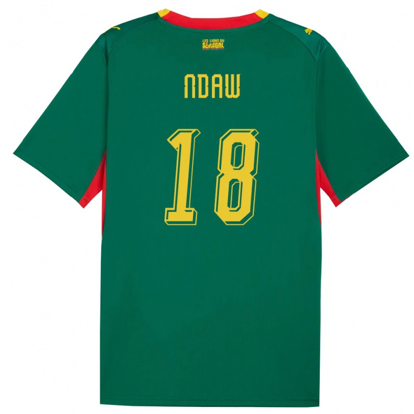 Danxen Mujer Camiseta Senegal Faly Ndaw #18 Verde Amarillo Rojo 2ª Equipación 26-28 La Camisa