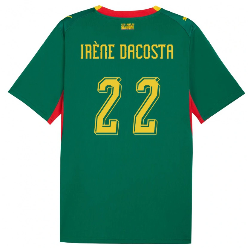 Danxen Mujer Camiseta Senegal Gladys Irene Dacosta #22 Verde Amarillo Rojo 2ª Equipación 26-28 La Camisa
