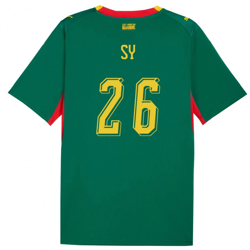 Danxen Mujer Camiseta Senegal Astou Sy #26 Verde Amarillo Rojo 2ª Equipación 26-28 La Camisa
