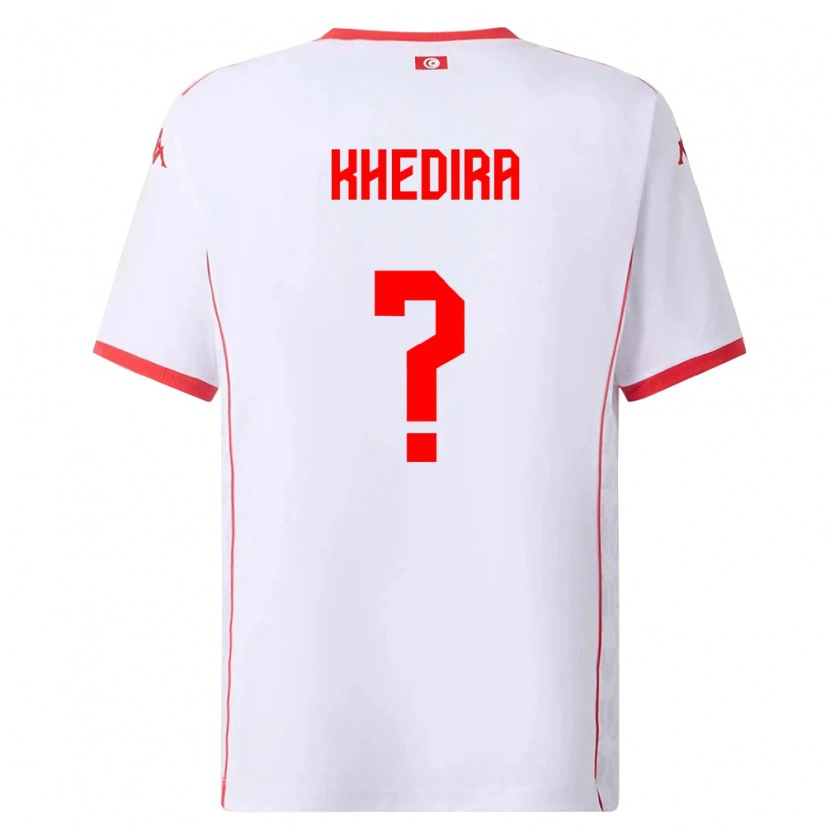 Danxen Mujer Camiseta Túnez Rani Khedira #0 Blanco Rojo 2ª Equipación 26-28 La Camisa