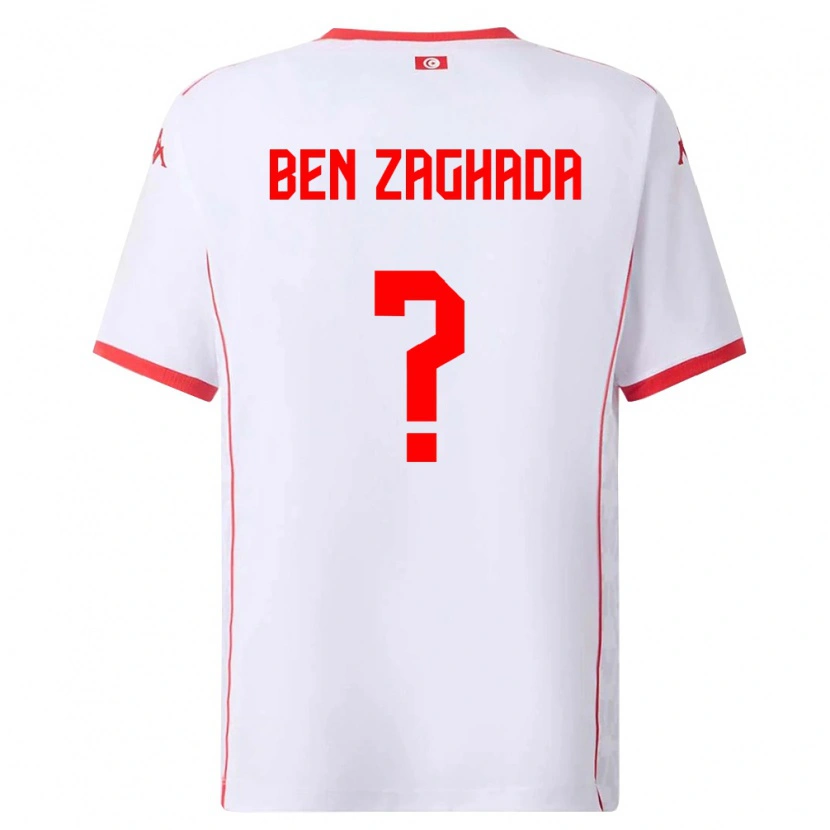 Danxen Mujer Camiseta Túnez Mohamed Amine Ben Zaghada #0 Blanco Rojo 2ª Equipación 26-28 La Camisa