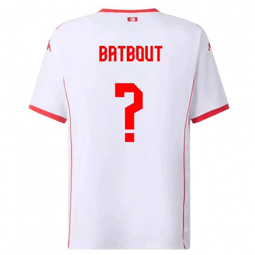 Danxen Mujer Camiseta Túnez Noussayr Batbout #0 Blanco Rojo 2ª Equipación 26-28 La Camisa