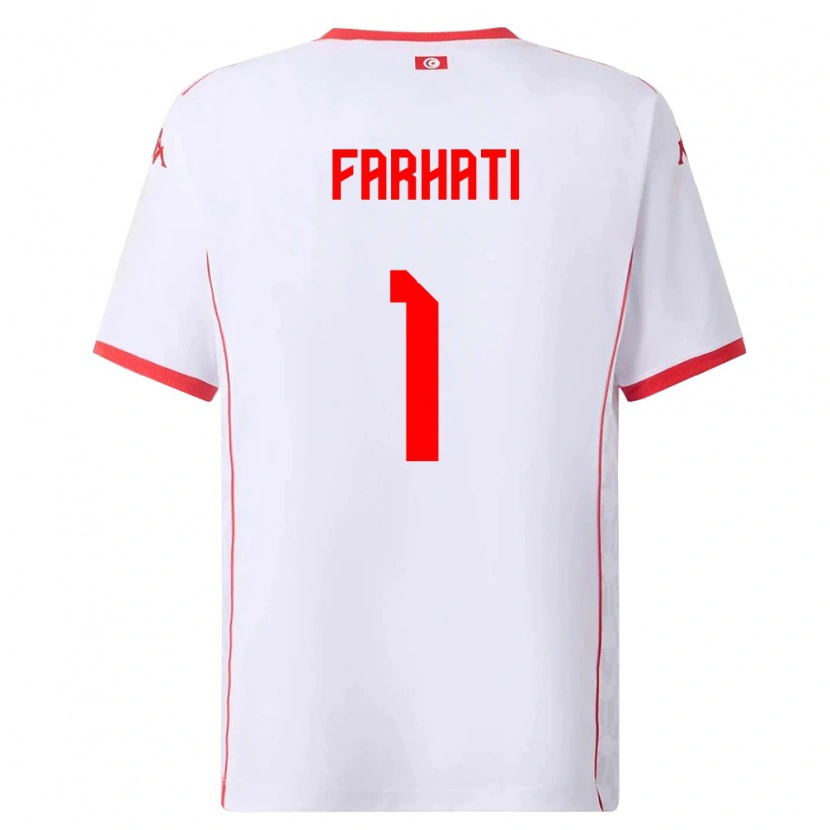 Danxen Mujer Camiseta Túnez Noureddine Farhati #1 Blanco Rojo 2ª Equipación 26-28 La Camisa