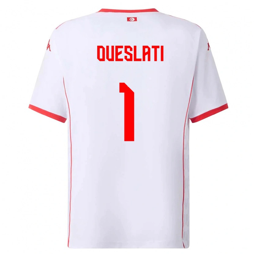Danxen Mujer Camiseta Túnez Youssef Oueslati #1 Blanco Rojo 2ª Equipación 26-28 La Camisa
