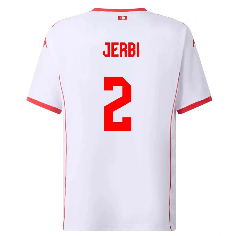 Danxen Mujer Camiseta Túnez Rayan Jerbi #2 Blanco Rojo 2ª Equipación 26-28 La Camisa