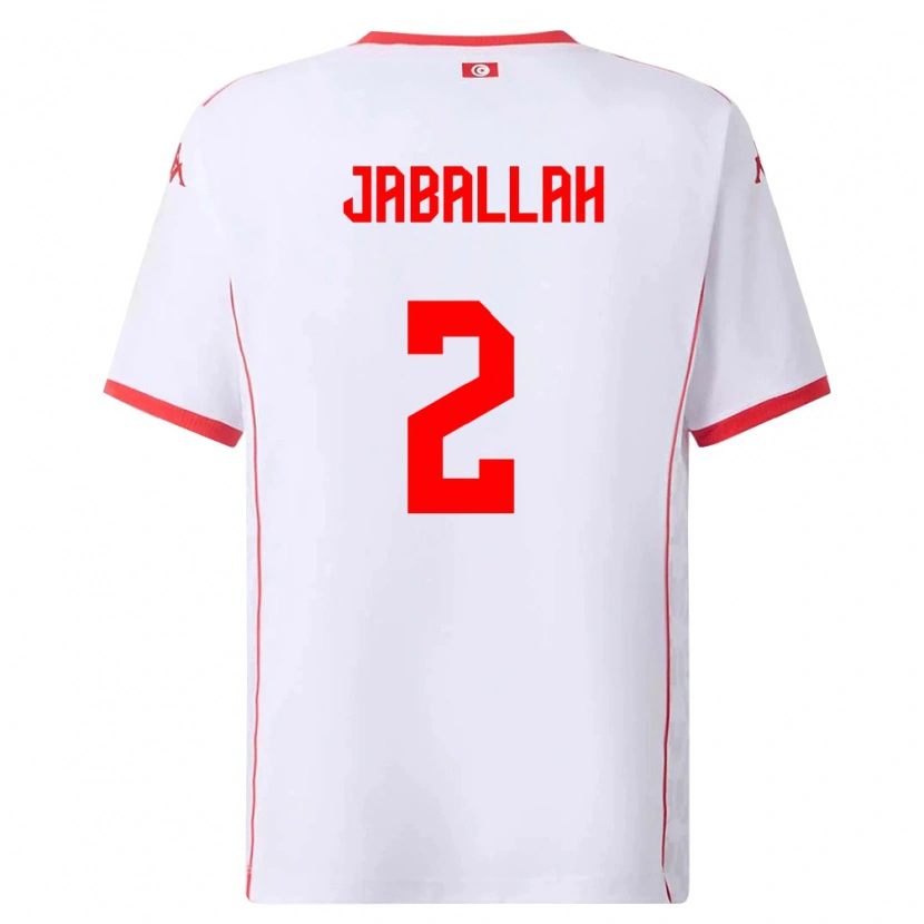 Danxen Mujer Camiseta Túnez Youssef Jaballah #2 Blanco Rojo 2ª Equipación 26-28 La Camisa