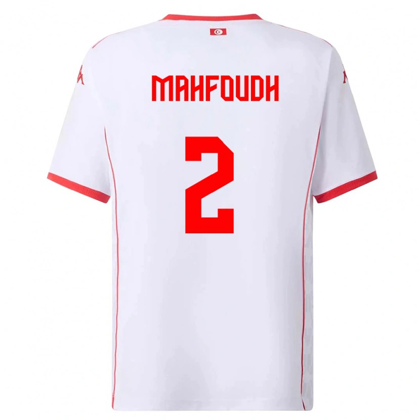 Danxen Mujer Camiseta Túnez Dhikra Mahfoudh #2 Blanco Rojo 2ª Equipación 26-28 La Camisa