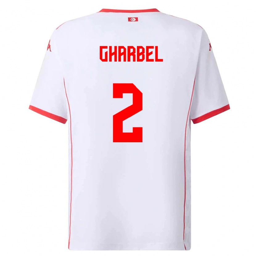 Danxen Mujer Camiseta Túnez Mahmoud Gharbel #2 Blanco Rojo 2ª Equipación 26-28 La Camisa