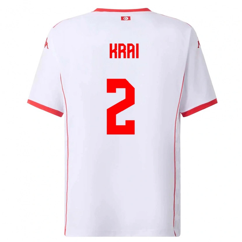 Danxen Mujer Camiseta Túnez Kabil Krai #2 Blanco Rojo 2ª Equipación 26-28 La Camisa