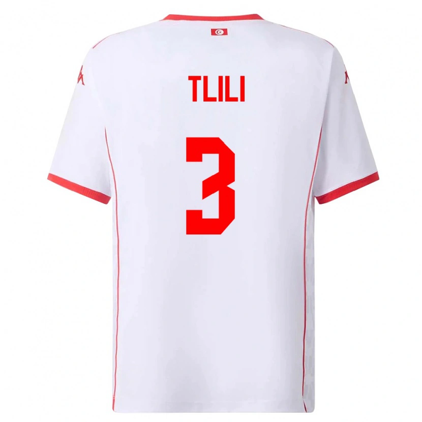 Danxen Mujer Camiseta Túnez Mehdi Tlili #3 Blanco Rojo 2ª Equipación 26-28 La Camisa