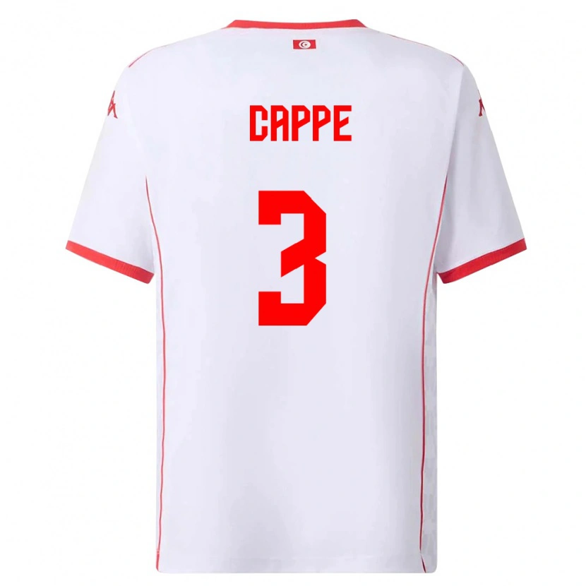 Danxen Mujer Camiseta Túnez Djibril Cappe #3 Blanco Rojo 2ª Equipación 26-28 La Camisa